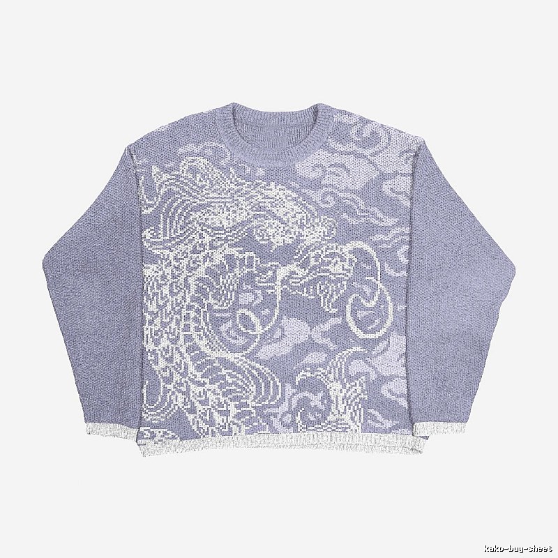 Daily Anime graphic sweater Black Knit Top with Visual Detail