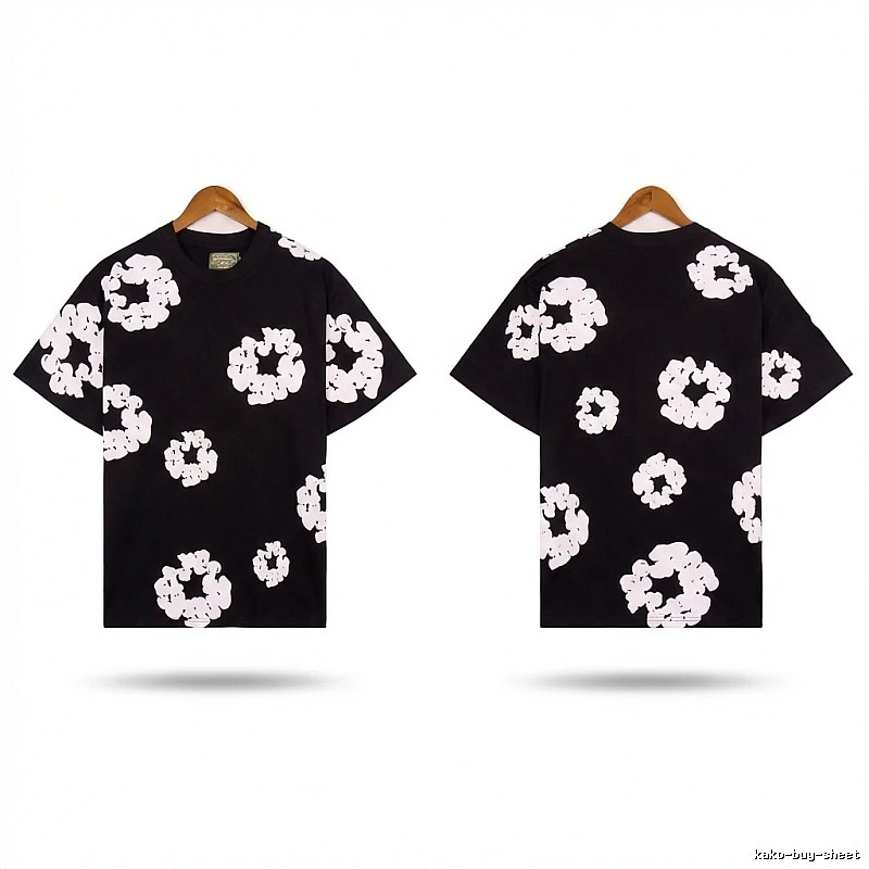 DENIM TEARS Black and White Retro Short-sleeve Shirt