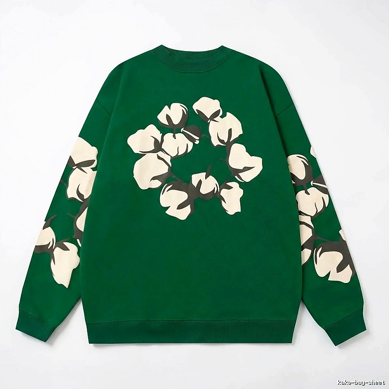 DENIM TEARS Cotton Print Green Sweatshirt