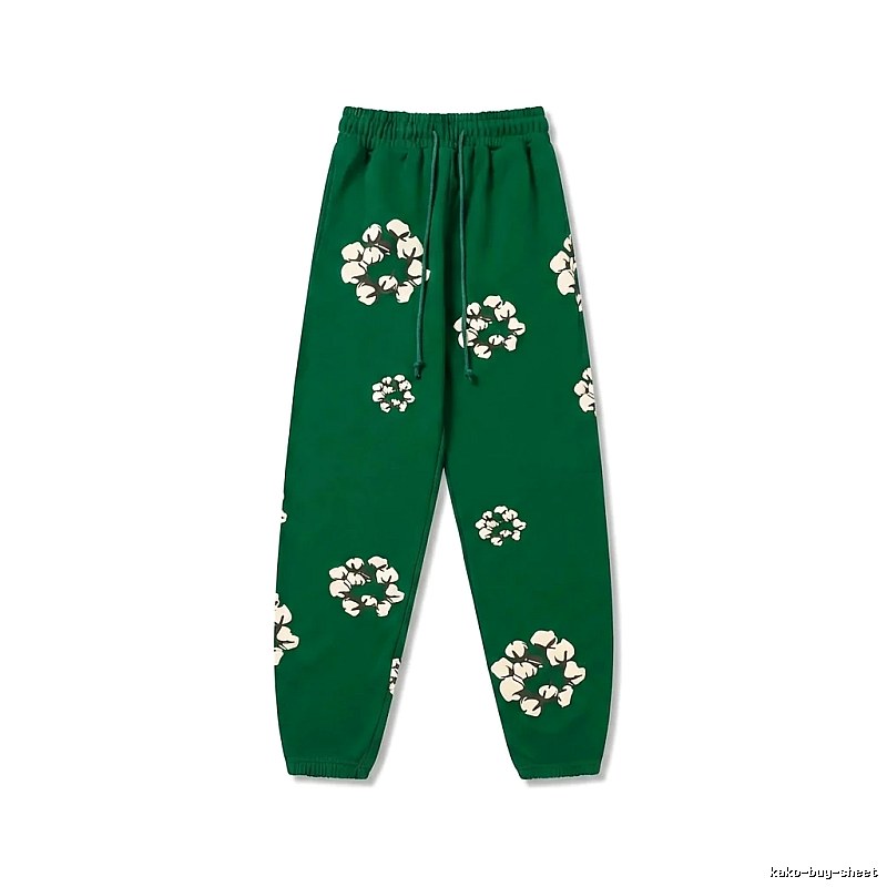 DENIM TEARS Floral Retro Green Sweatpants