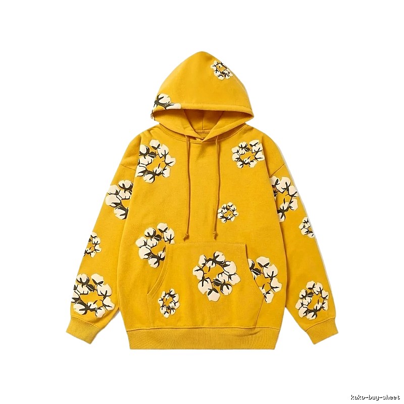DENIM TEARS Floral Style Yellow Hoodie