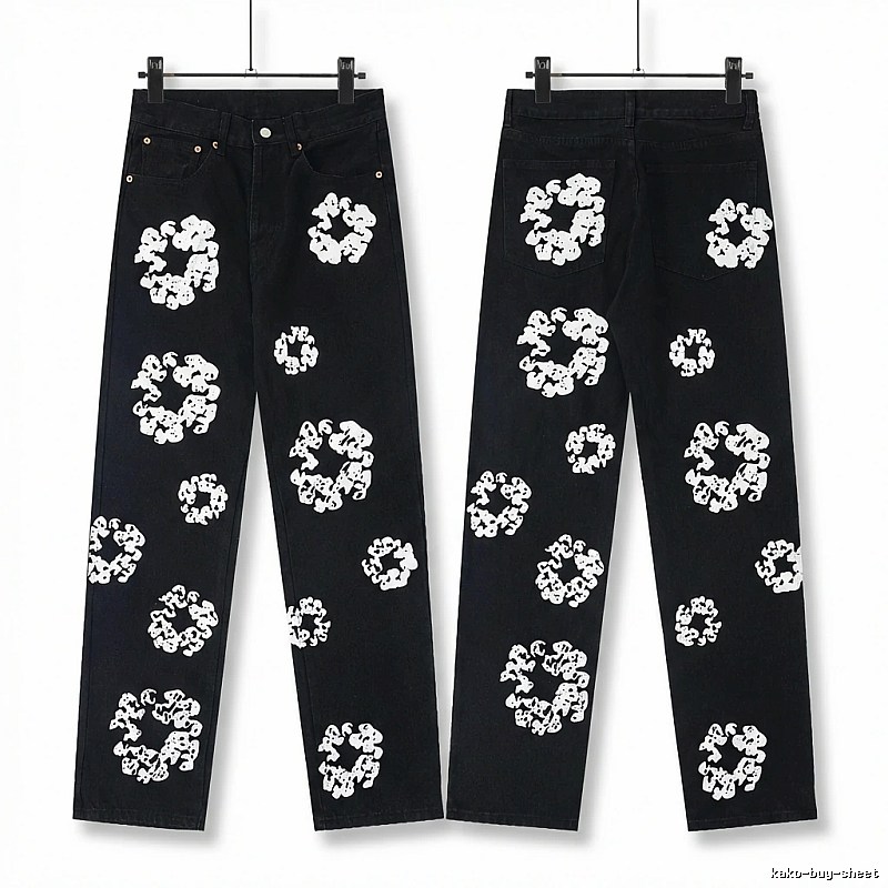 DENIM TEARS Printed Retro-Style Black Pants