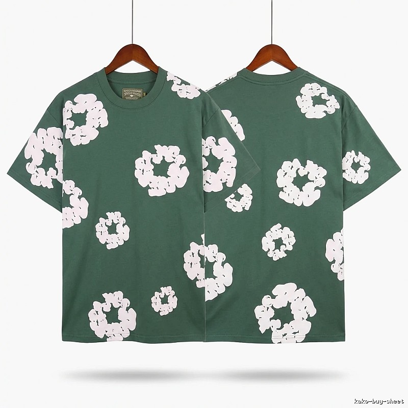 DENIM TEARS retro-style green short-sleeve