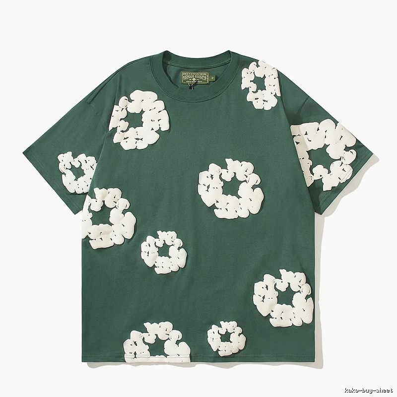 DENIM TEARS Three-dimensional Flower Dark Green T-shirt