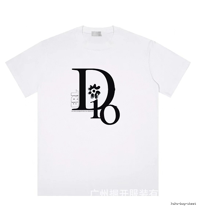 Dior Co-branded Trendy Style Printed White T-Shirt
