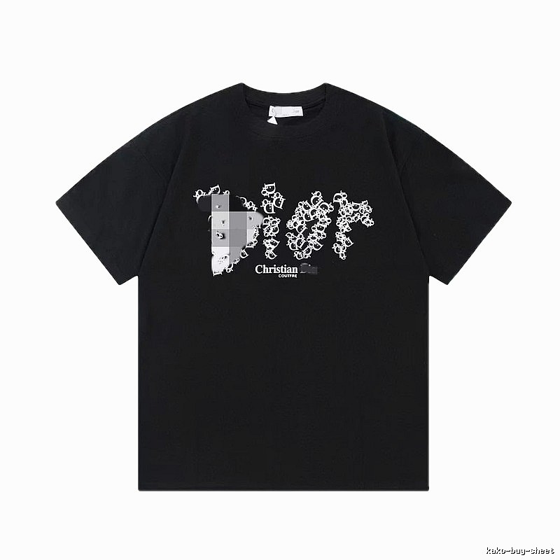 Dior Cool & Trendy Style Printed Black Short-sleeve T-shirt