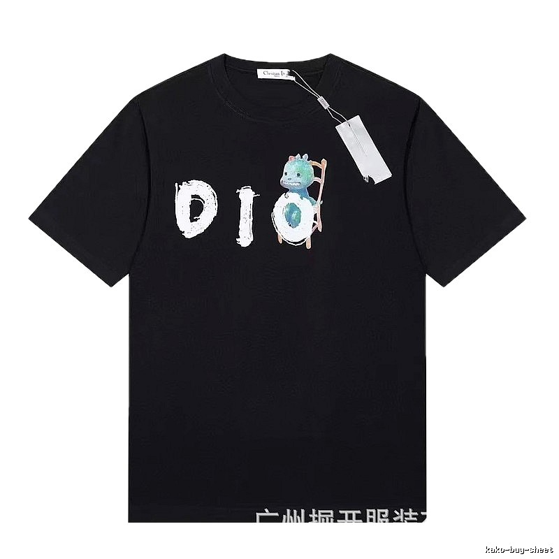 Dior Dinosaur Print Trendy Black Short-sleeve T-shirt