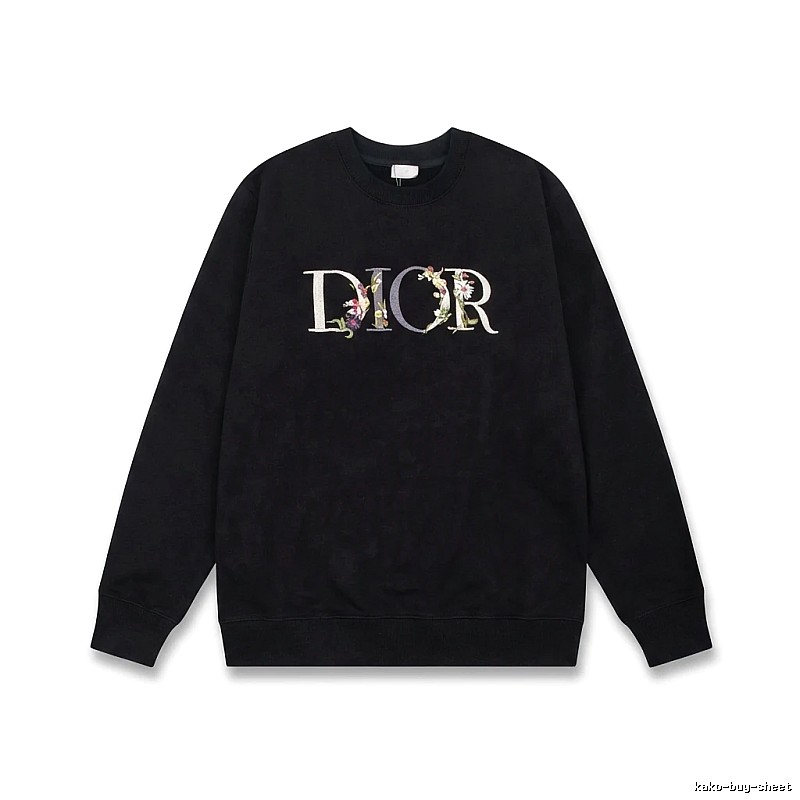 Dior Floral Alphabet Style Black Sweatshirt