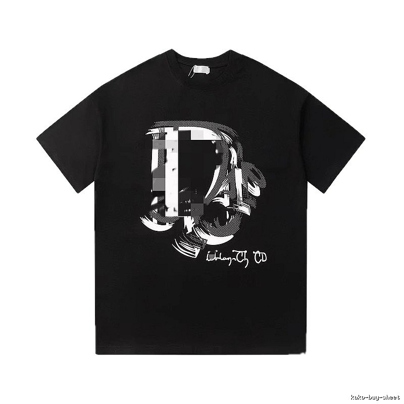 Dior Graffiti Print Street Style Black T-Shirt