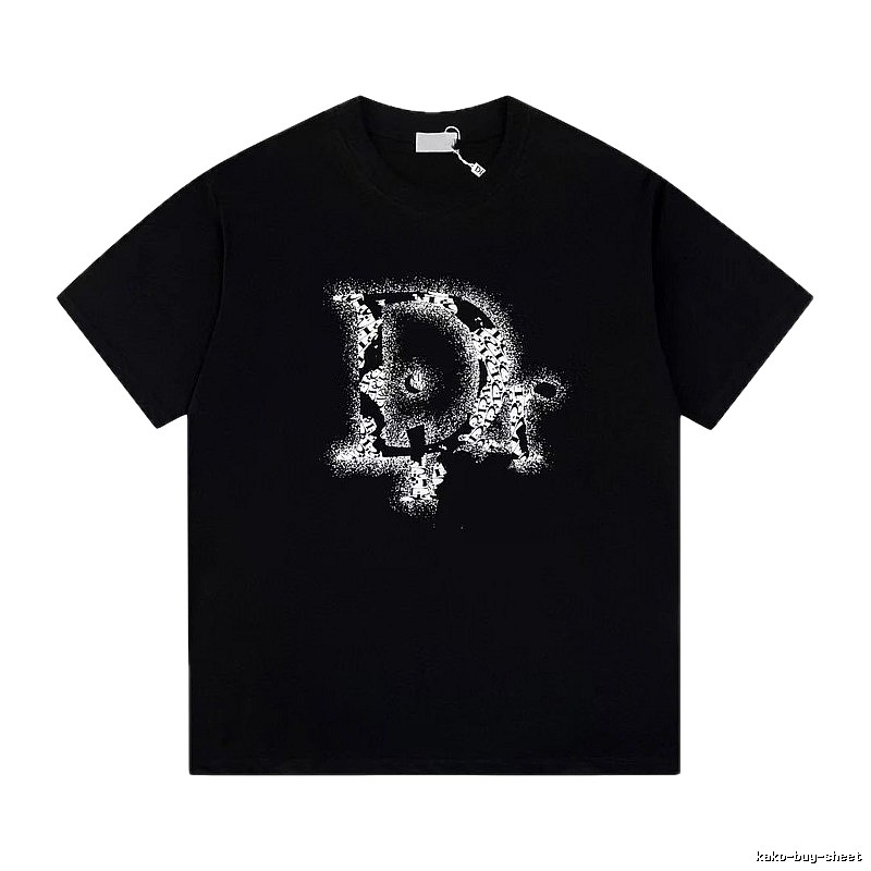 Dior Large D Print Trendy Style Black T-Shirt