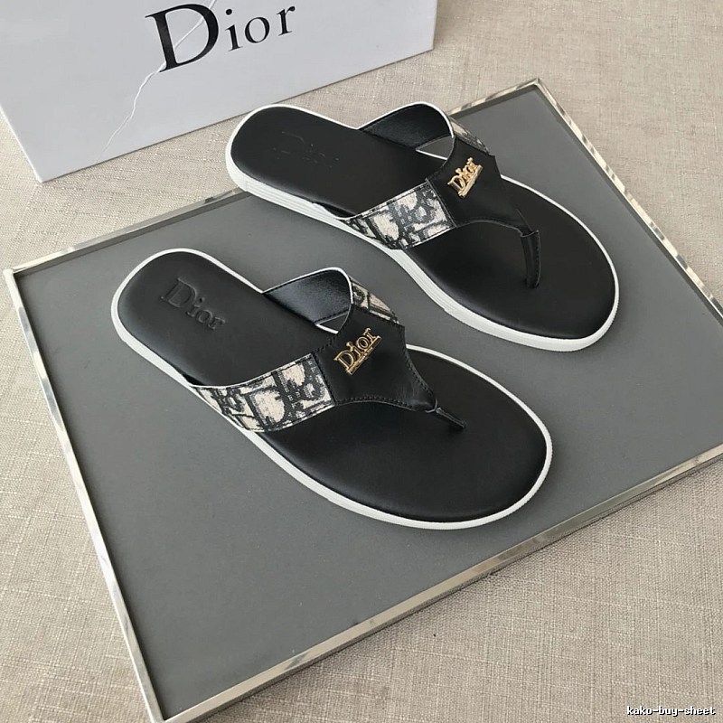 Dior Monogram Light Luxury Style Black and White Colorblock Flip-Flops