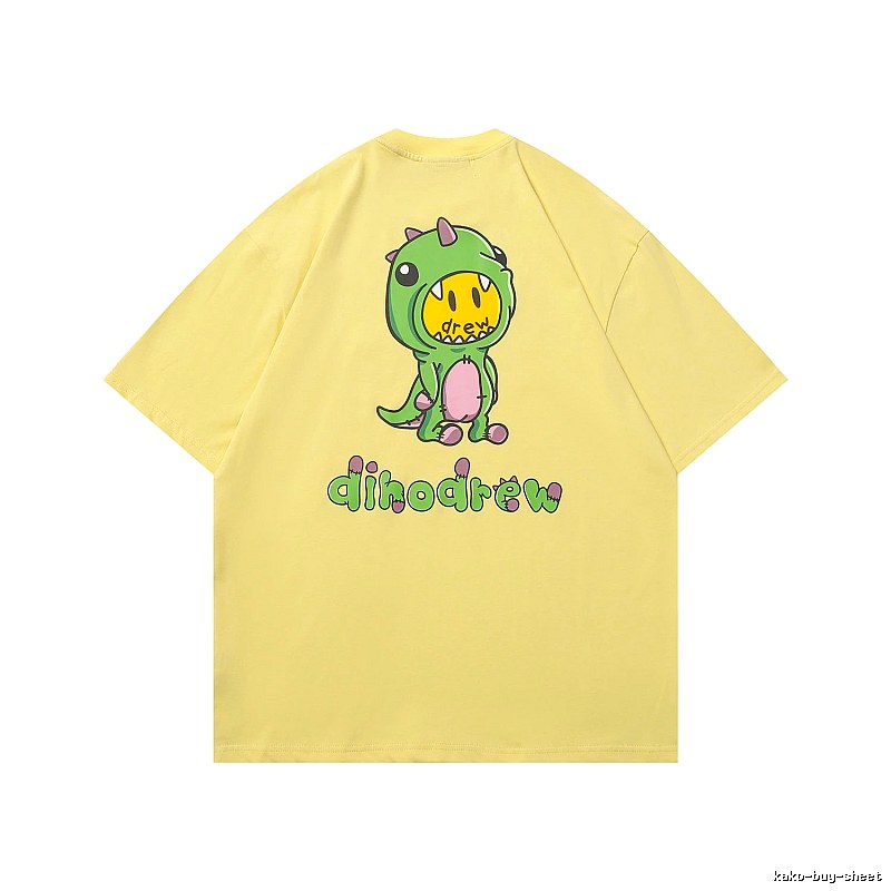 DREW Dinosaur Print Street Style Yellow Short-sleeve T-shirt