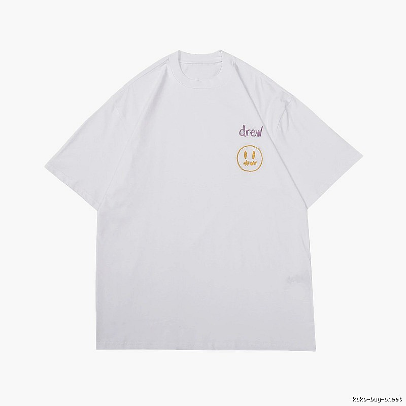 DREW Smiley Embroidered Street Style White T-Shirt