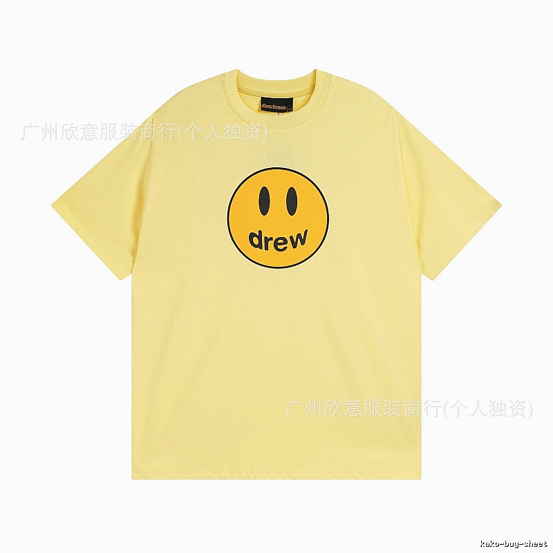 DREW Smiley Face Series Street Style Light Yellow T-shirt