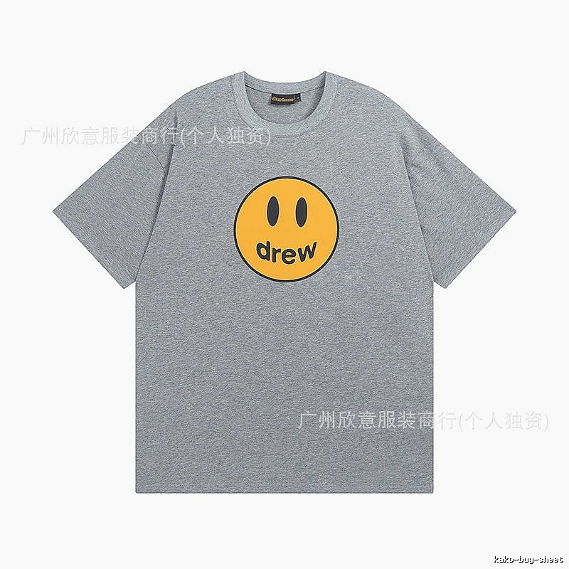 DREW Smiley Series Street Style Gray T-shirt