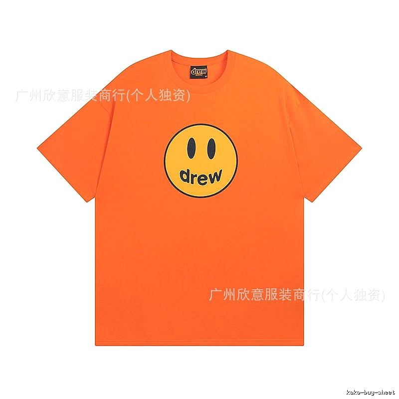 DREW Smiley Series Street Style Orange Short Sleeve T-shirt