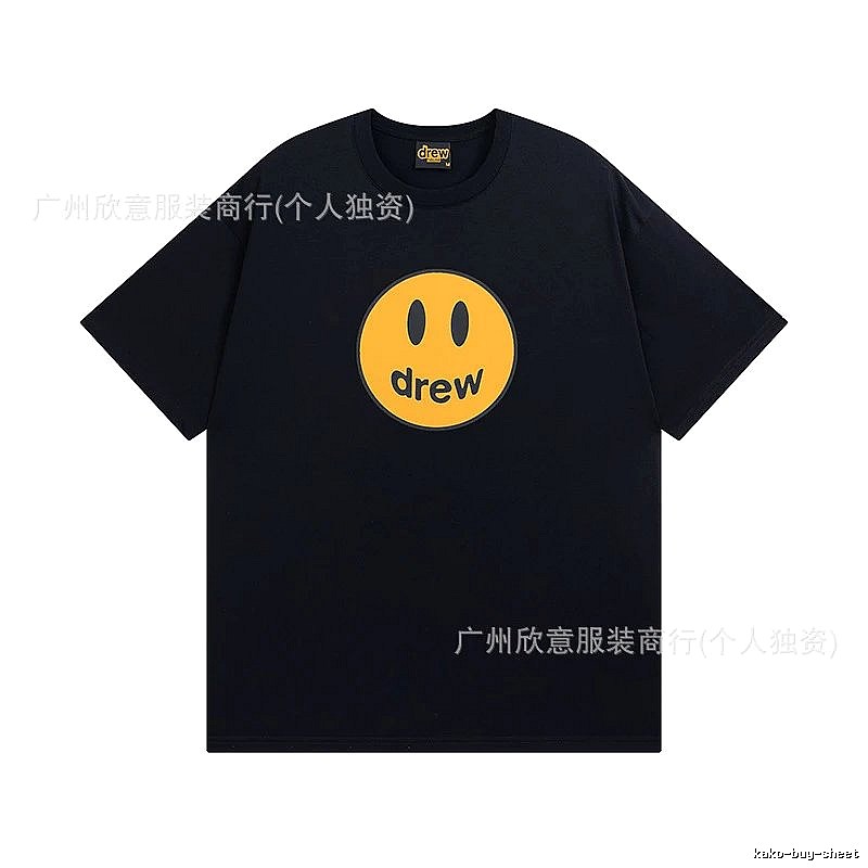 DREW Smiley Street Style Black Short-sleeve T-shirt