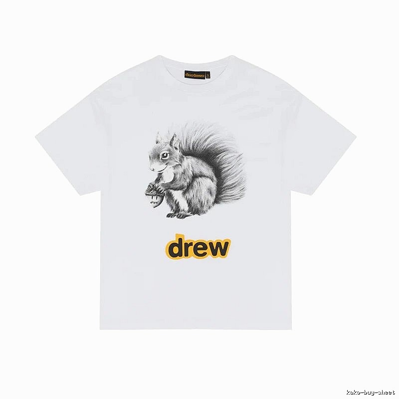 DREW Squirrel Print Street Style White T-shirt