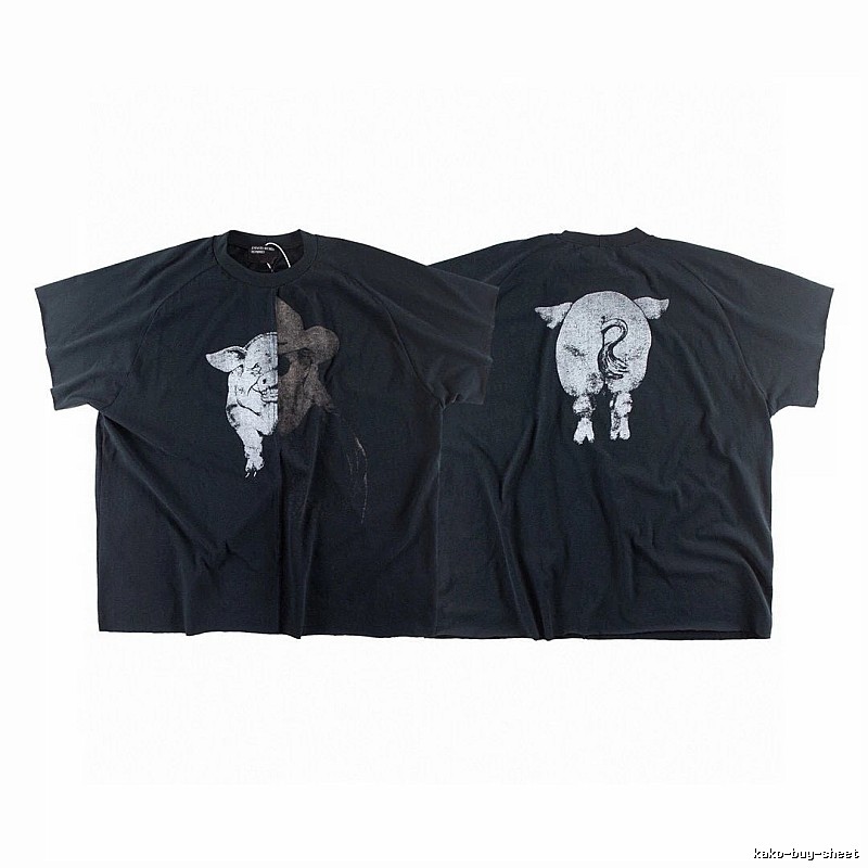 ERD GRJKD Pig Head Print High Street Black T-Shirt