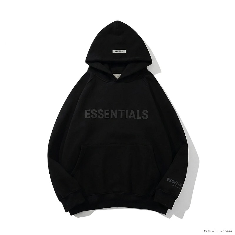 ESSENTIALS minimalist style black hoodie