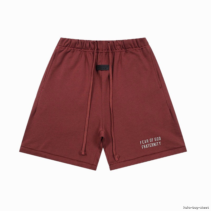 ESSENTIALS minimalist style wine red shorts