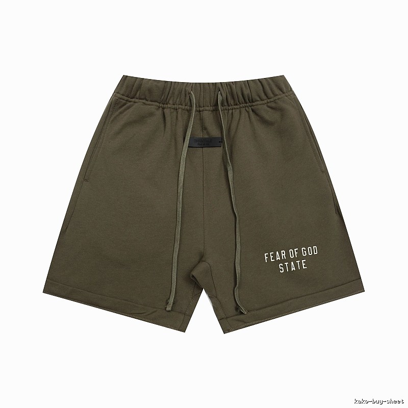ESSENTIALS Sporty Military Green Shorts
