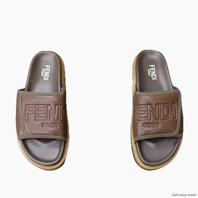Fendi Roma Light Luxury Style Brown Slides
