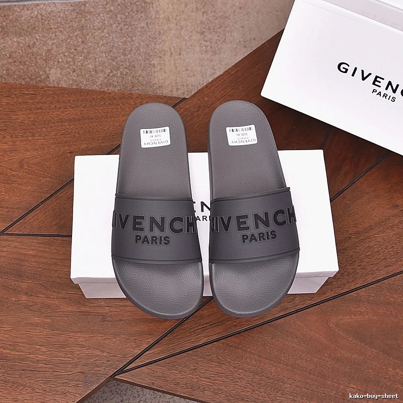 Givenchy Dark Grey Light Luxury Style Slide Sandals with Embossed Letters
