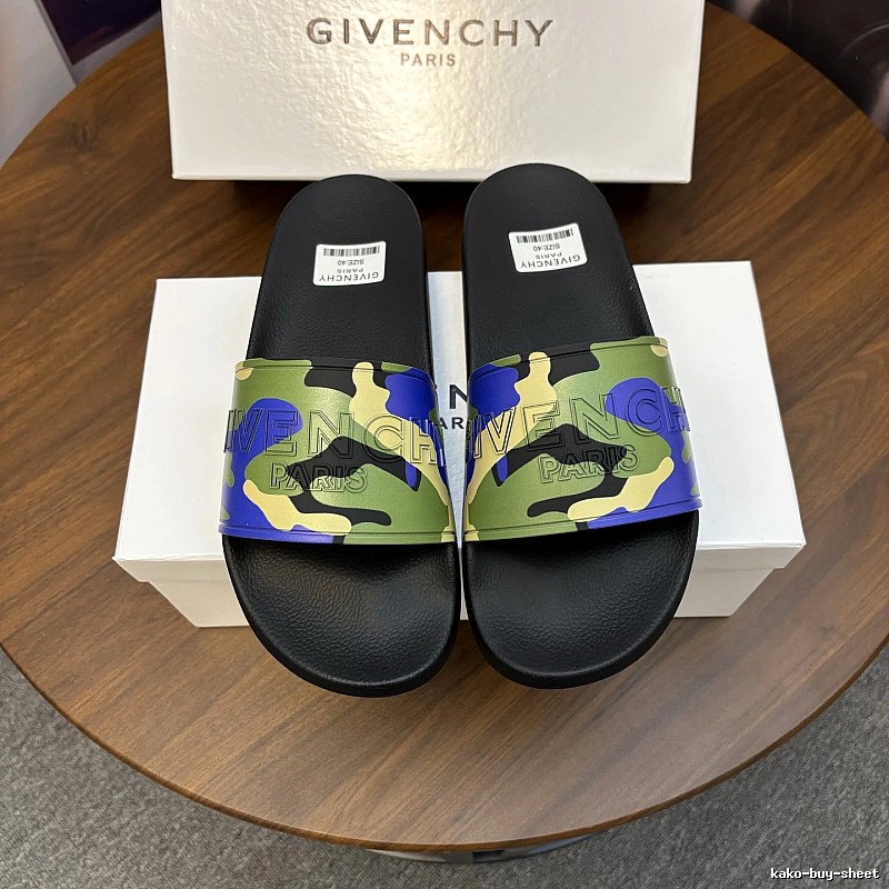Givenchy Embossed Logo Camouflage-style Color-blocked Slide Sandals