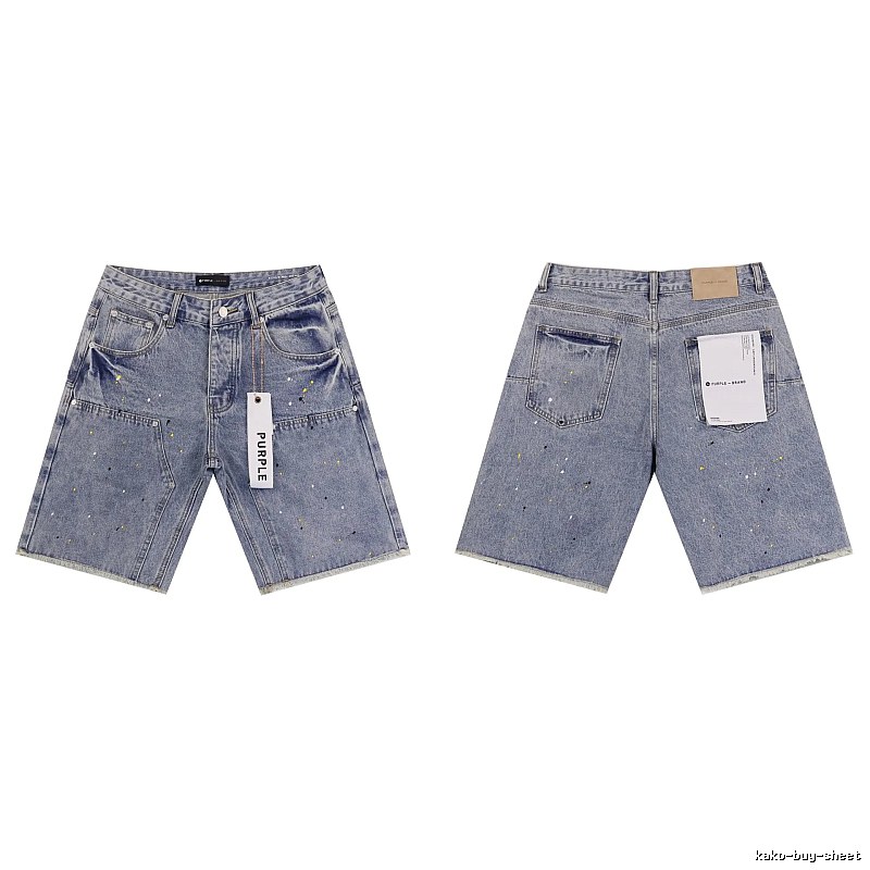 Godspeed Ink-splashing Street Style Light Blue Denim Shorts