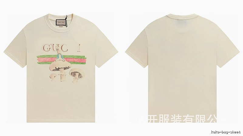 Gucci Co-branded Retro Style Off-white Printed T-Shirt