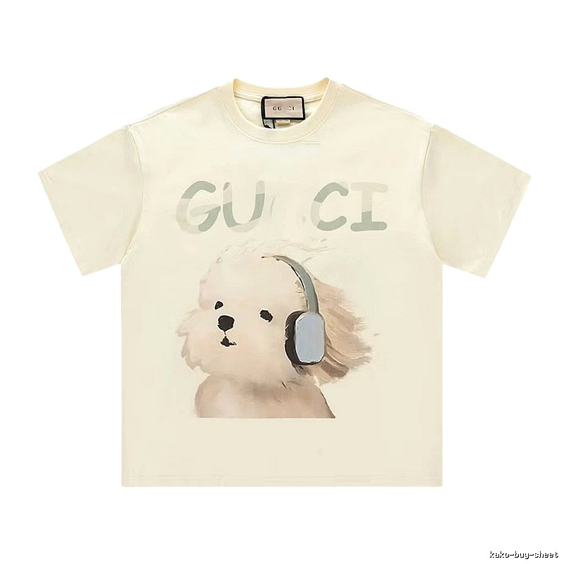 Gucci Dog Print Casual Style Off-white T-shirt