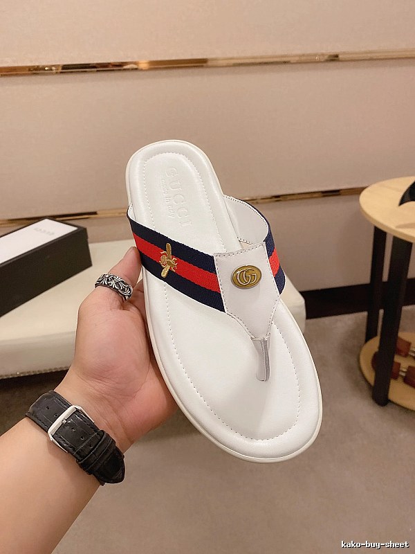 Gucci Double G Bee Vintage Style White Flip-flops