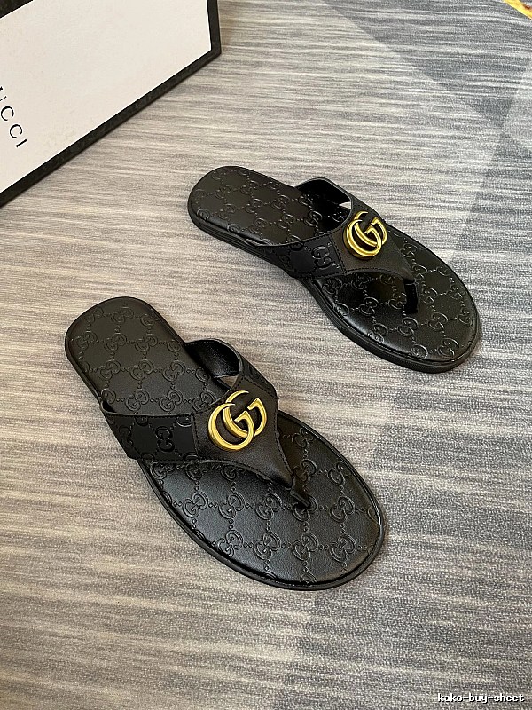 Gucci Double G Casual Style Black Flip-Flops