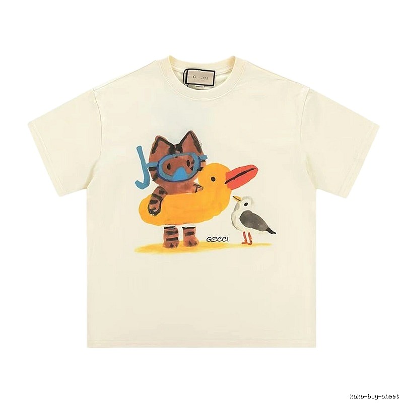 Gucci Off-white Playful Style Cartoon Print T-shirt