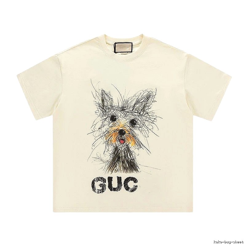Gucci Puppy Graffiti Casual Style Off-white T-shirt