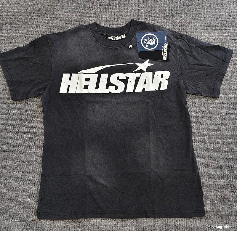 Hellstar Classic Logo Street Style Distressed Black T-Shirt