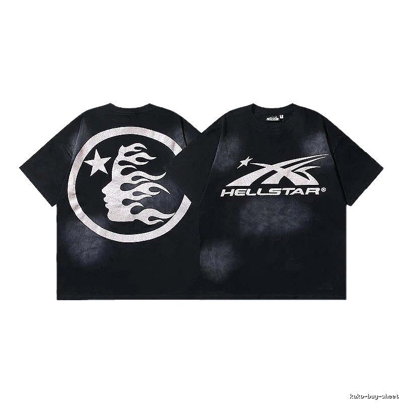 Hellstar Flame Print Street Style Black T-Shirt
