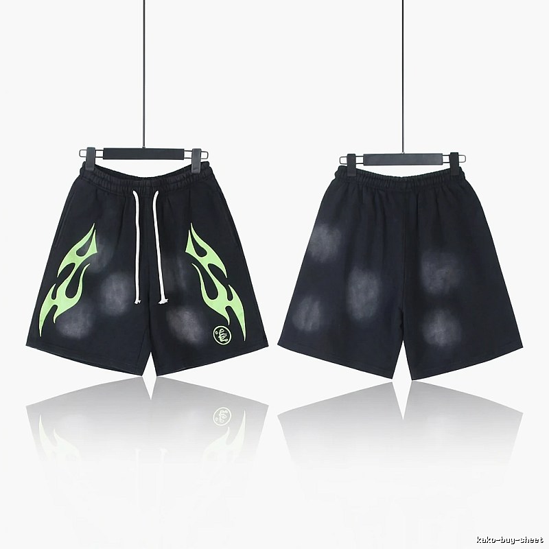 Hellstar Flame Wind Black Shorts