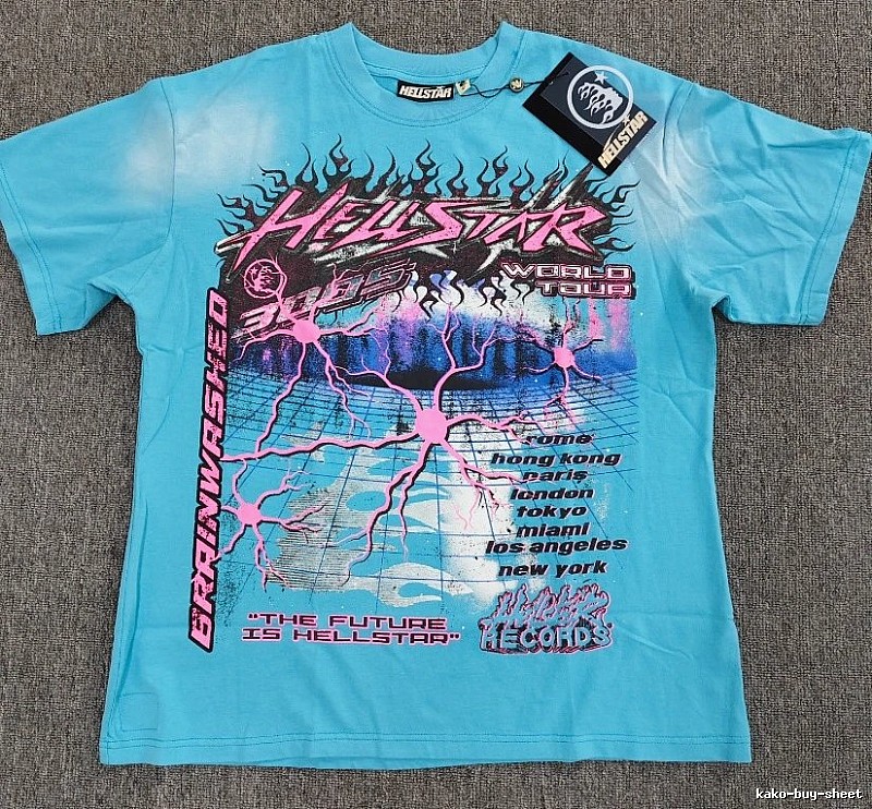 Hellstar Tour Punk Style Sky Blue Short-Sleeve T-Shirt