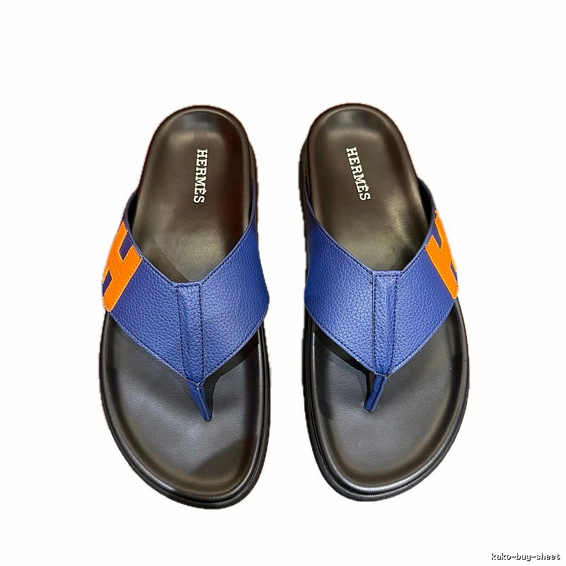 Hermès Casual Style Blue H-logo Flip-flops