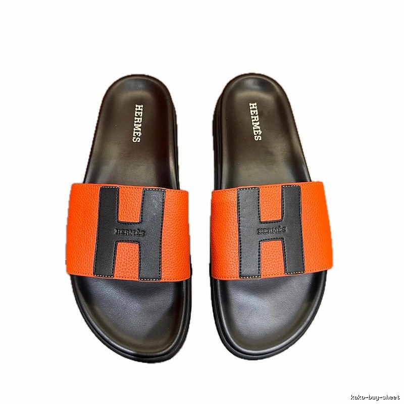 Hermès H Series Light Luxury Style Orange and Black Slide Slippers