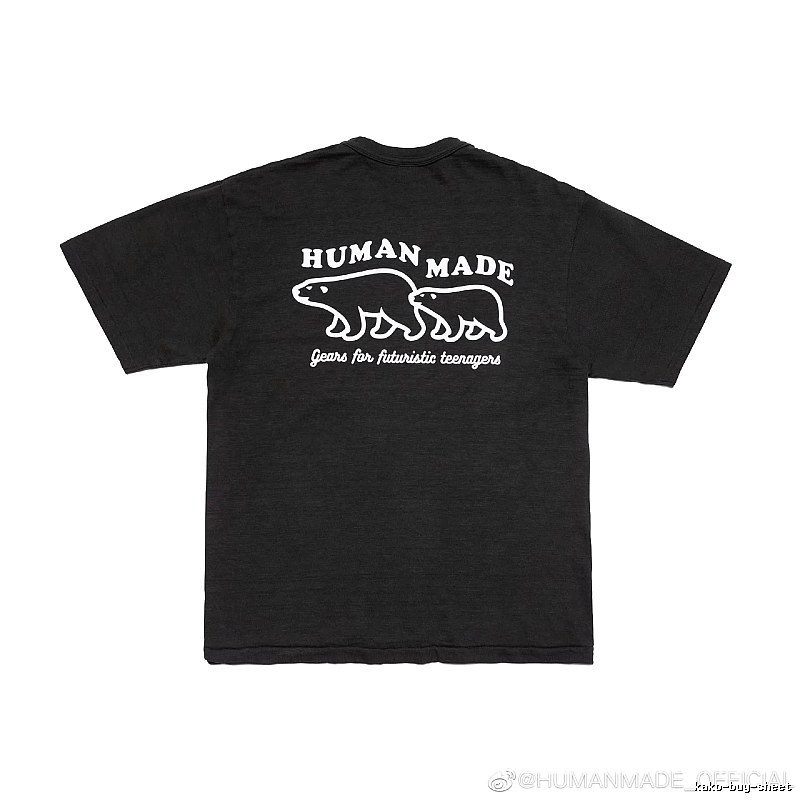 HUMAN MADE Polar Bear Print Vintage Style Black T-Shirt