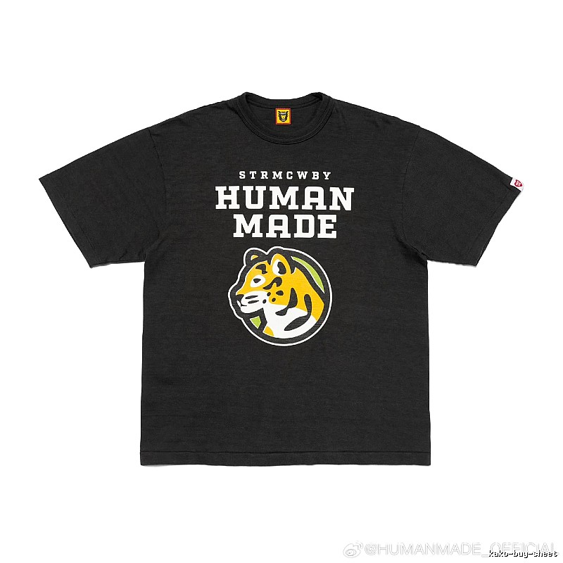 HUMAN MADE Tiger Head Print Vintage Style Black T-Shirt