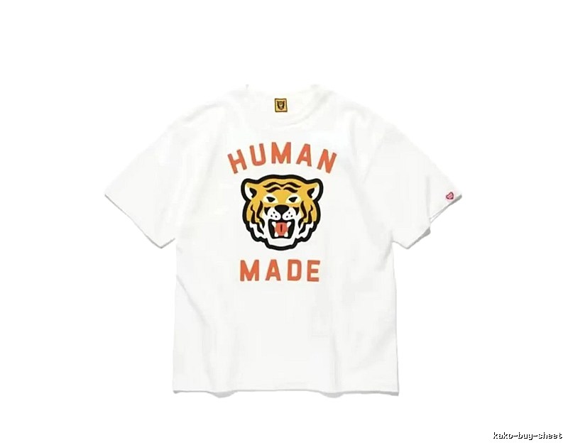 HUMAN MADE Tiger Head Vintage Japanese Style White Short-sleeve T-shirt