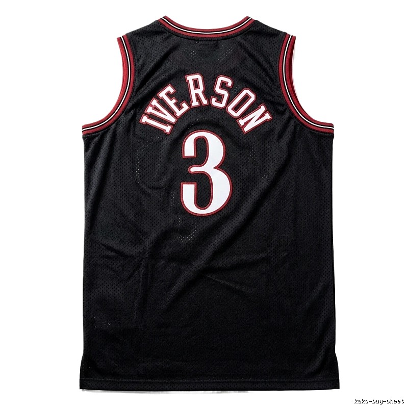 Iverson series black and red basketball uniforms.