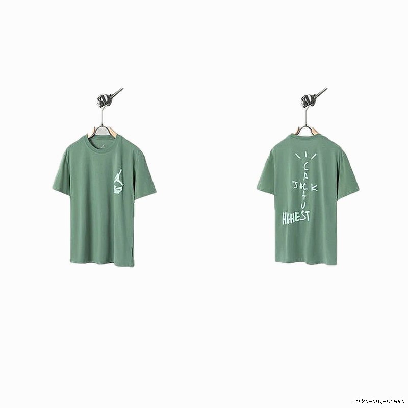 Jordan x Travis Scott Co-branded Street Style Pea Green T-Shirt