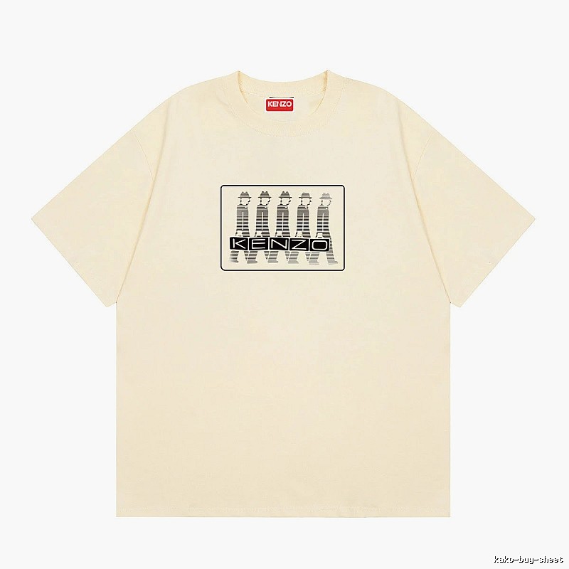 KENZO Character Print Casual Style Beige T-shirt
