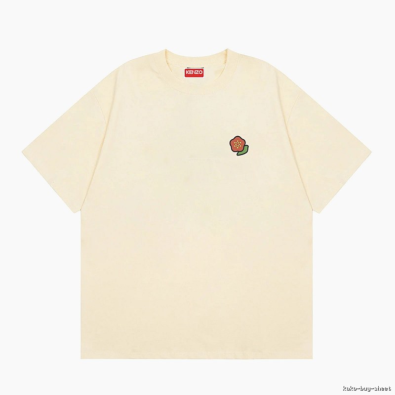 KENZO Embroidered Little Flower Casual Style Off-white T-shirt