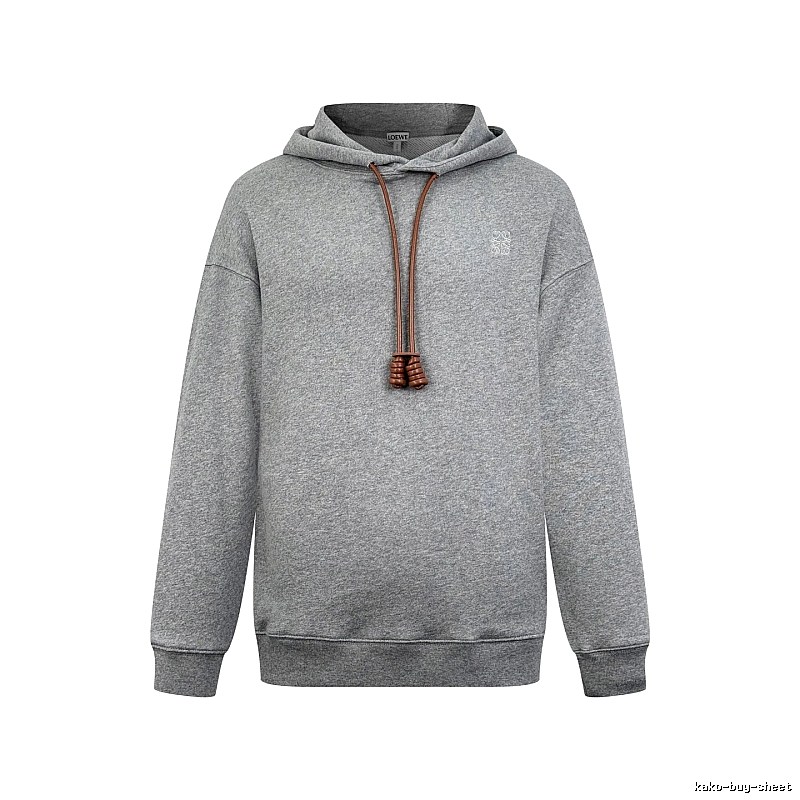 LOEWE Gray Hoodie with Drawcord Detail Hoodie for Travel Look